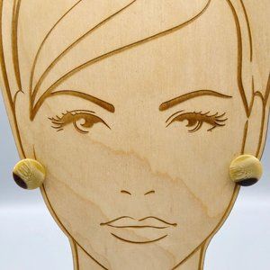 Vintage Neutral Button Earrings, Beige and Brown Lucite Studs
